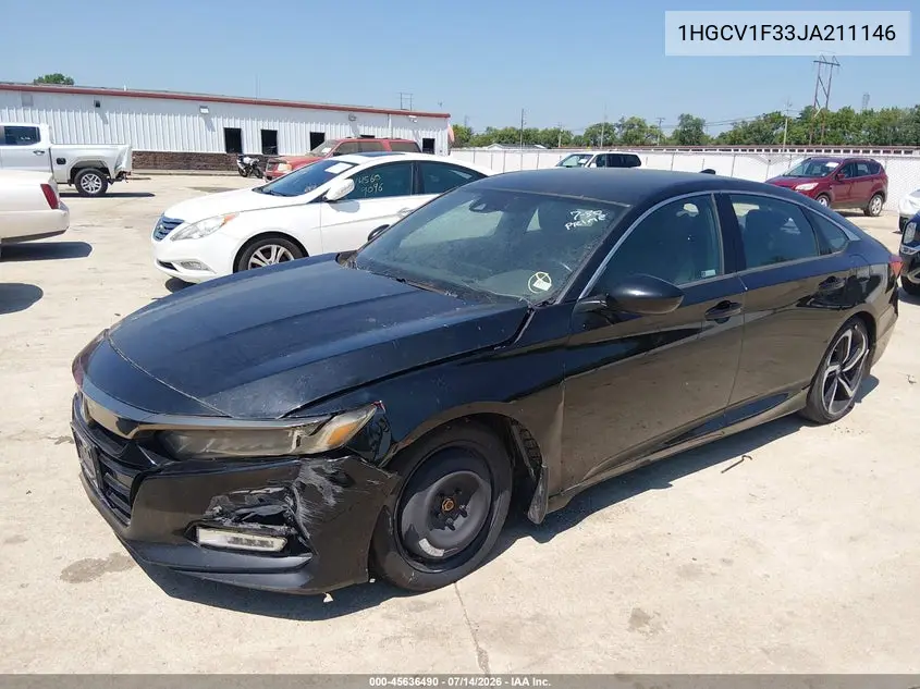2018 Honda Accord Sport VIN: 1HGCV1F33JA211146 Lot: 45636490