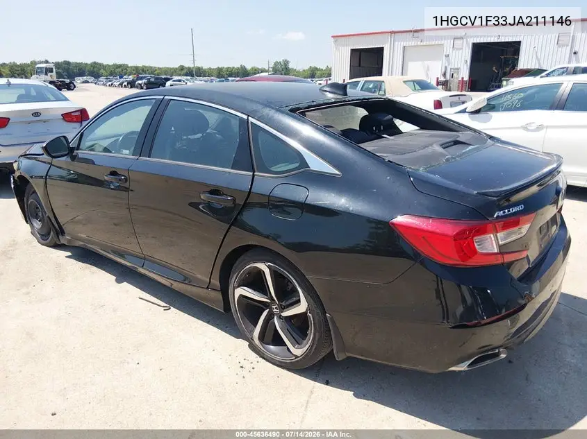 2018 Honda Accord Sport VIN: 1HGCV1F33JA211146 Lot: 45636490