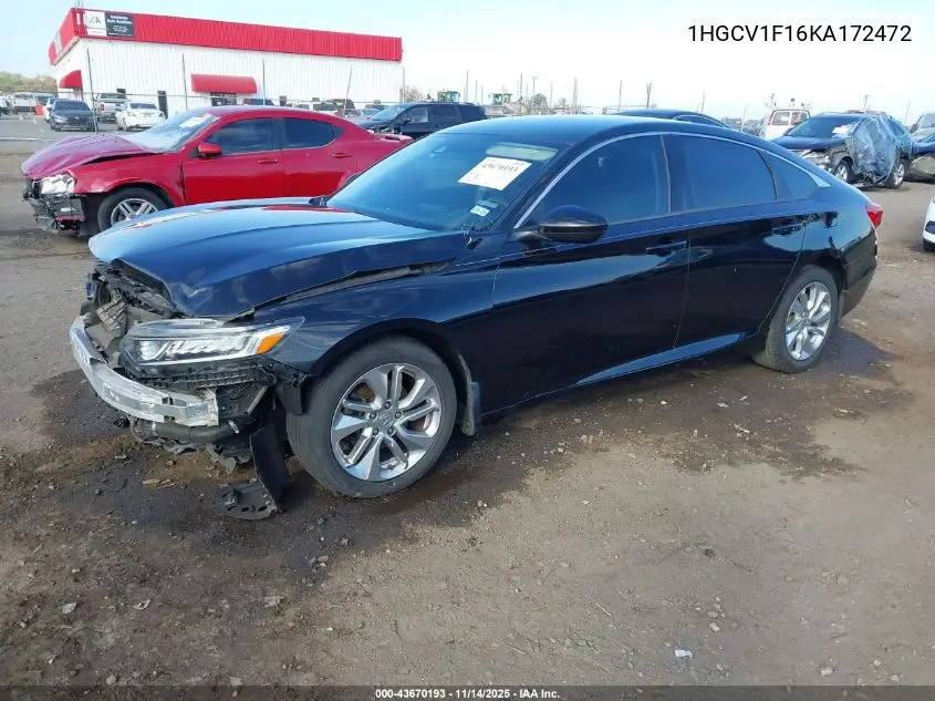 1HGCV1F16KA172472 2019 Honda Accord Lx