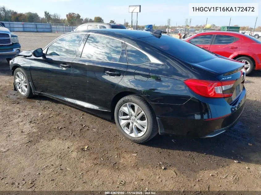 1HGCV1F16KA172472 2019 Honda Accord Lx
