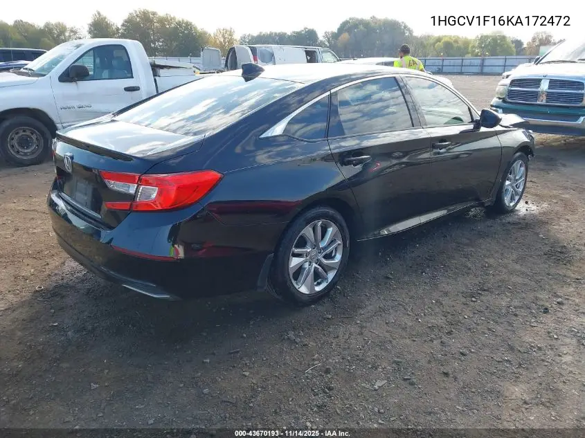 1HGCV1F16KA172472 2019 Honda Accord Lx