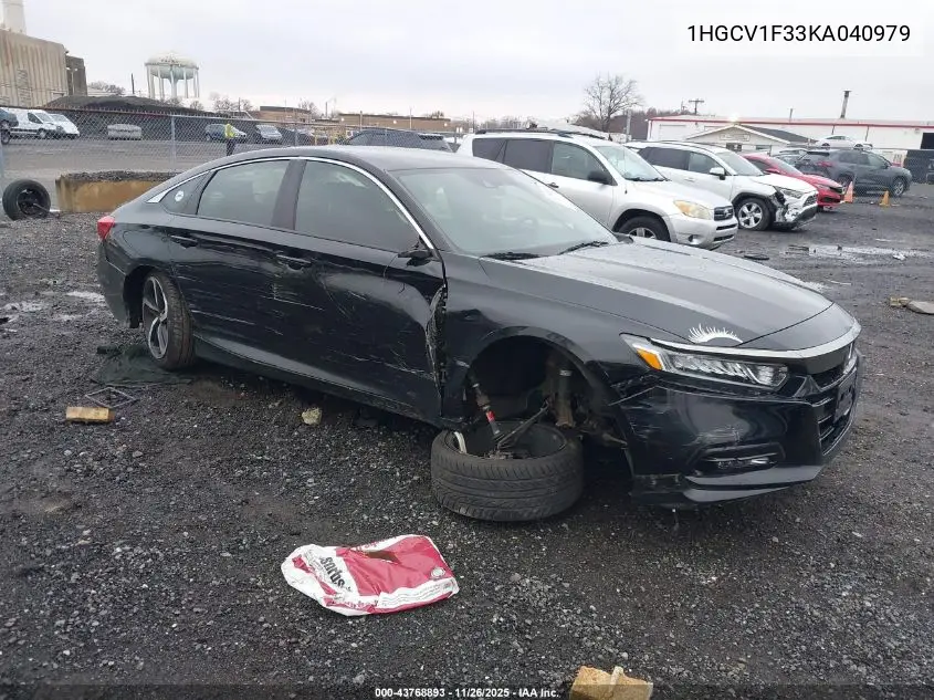 1HGCV1F33KA040979 2019 Honda Accord Sport