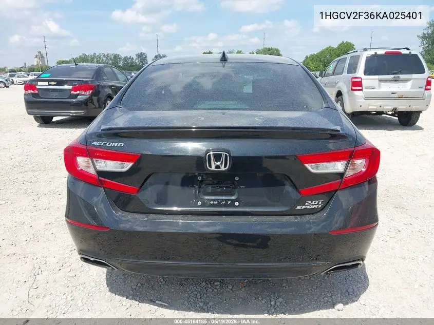 1HGCV2F36KA025401 2019 Honda Accord Sport 2.0T