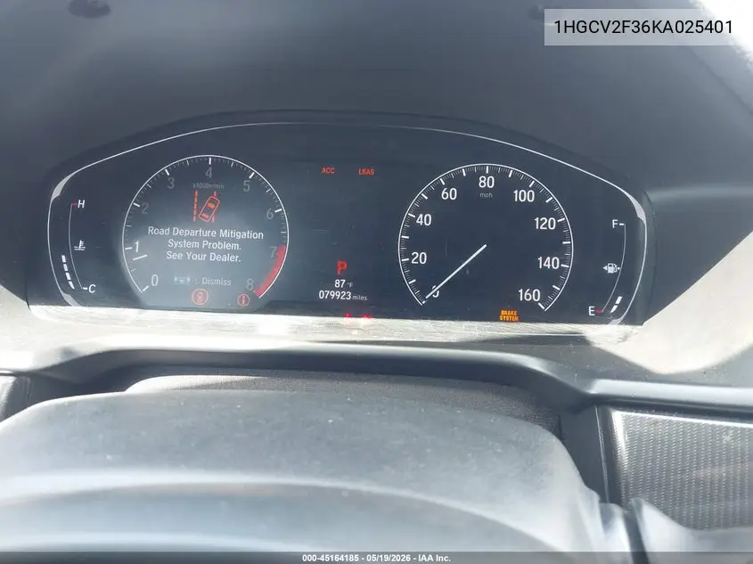1HGCV2F36KA025401 2019 Honda Accord Sport 2.0T