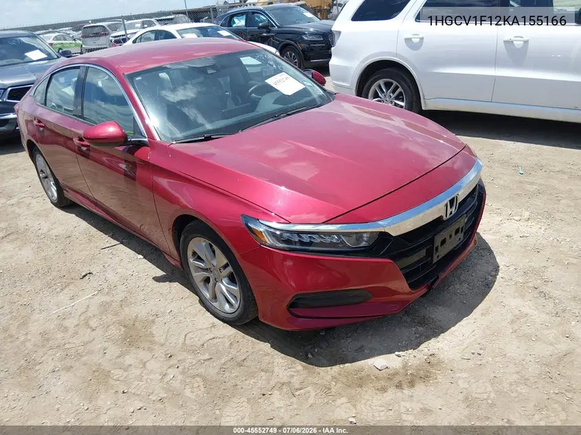 2019 Honda Accord Lx VIN: 1HGCV1F12KA155166 Lot: 45552749