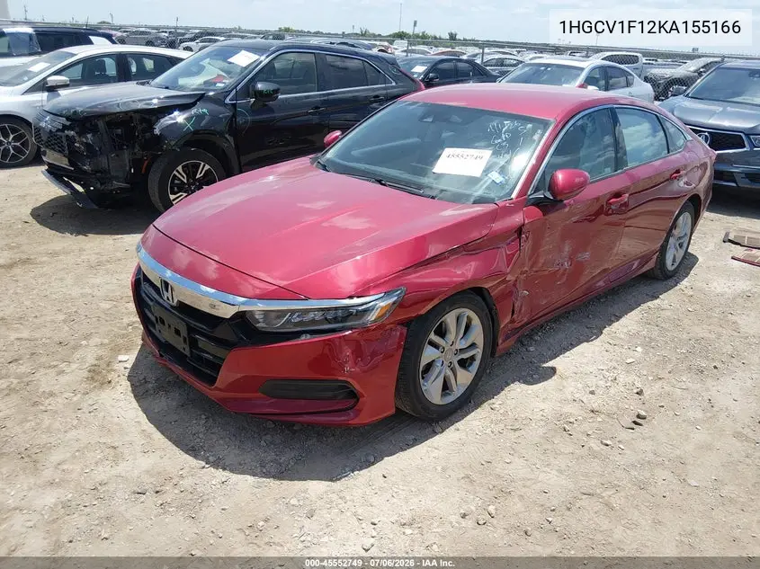 2019 Honda Accord Lx VIN: 1HGCV1F12KA155166 Lot: 45552749
