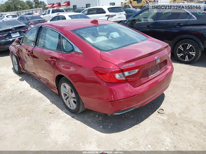 2019 Honda Accord Lx VIN: 1HGCV1F12KA155166 Lot: 45552749