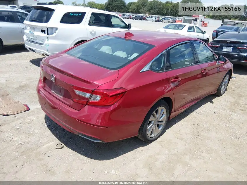 2019 Honda Accord Lx VIN: 1HGCV1F12KA155166 Lot: 45552749