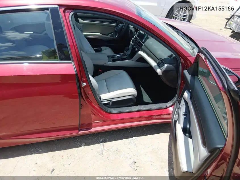 2019 Honda Accord Lx VIN: 1HGCV1F12KA155166 Lot: 45552749