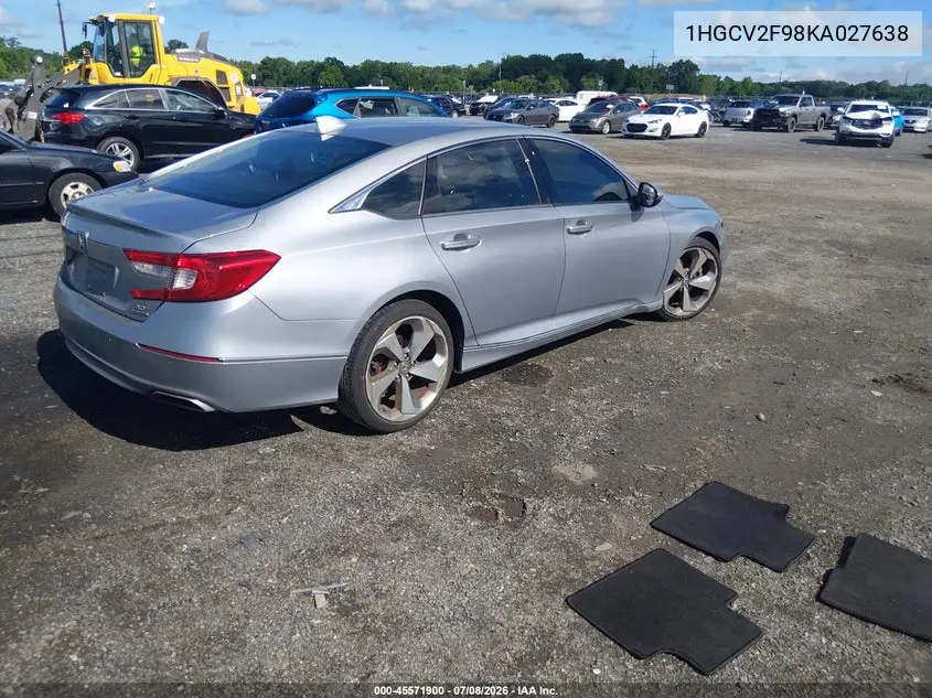 2019 Honda Accord Touring 2.0T VIN: 1HGCV2F98KA027638 Lot: 45571900