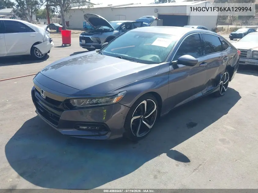 2019 Honda Accord Sport VIN: 1HGCV1F36KA129994 Lot: 45655457