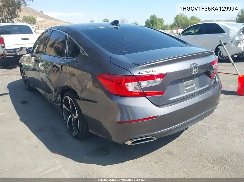 2019 Honda Accord Sport VIN: 1HGCV1F36KA129994 Lot: 45655457
