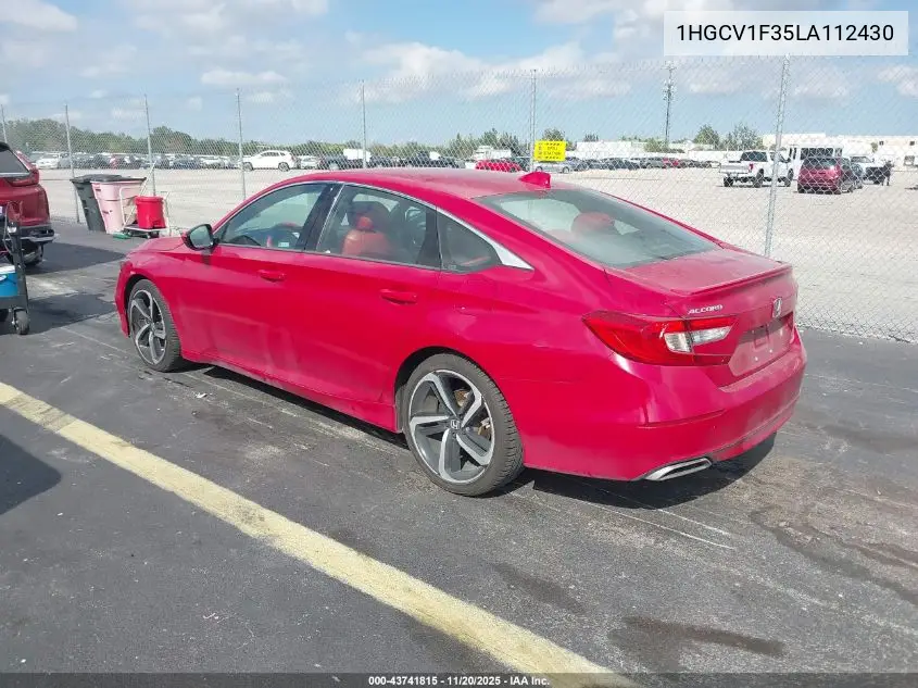 1HGCV1F35LA112430 2020 Honda Accord Sport