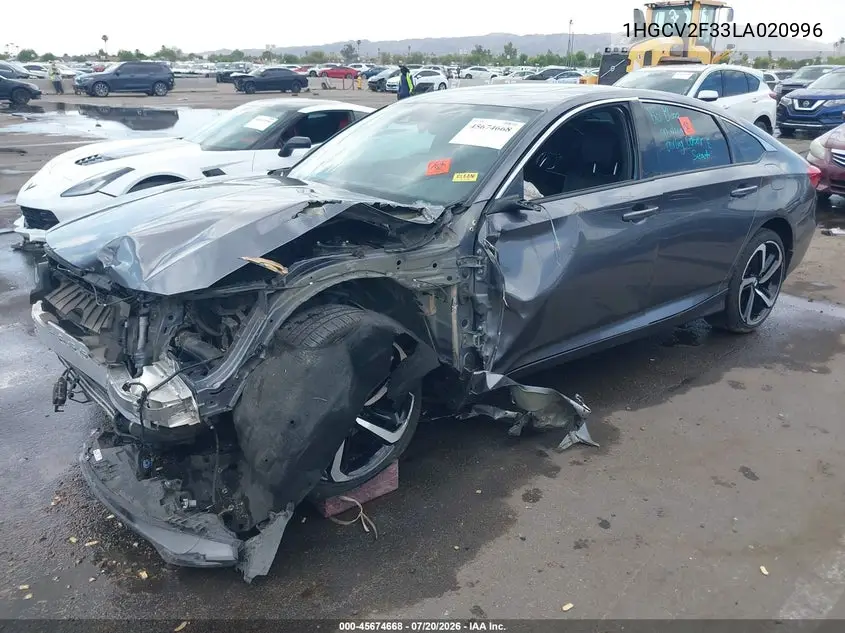 2020 Honda Accord Sport 2.0T VIN: 1HGCV2F33LA020996 Lot: 45674668