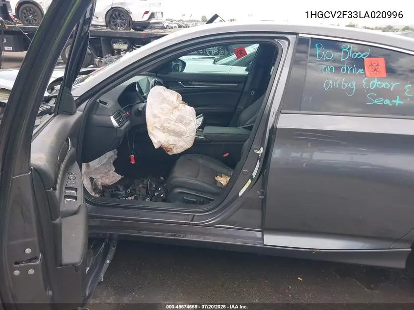 2020 Honda Accord Sport 2.0T VIN: 1HGCV2F33LA020996 Lot: 45674668