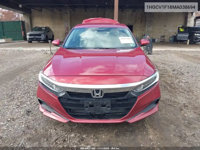 1HGCV1F18MA038694 2021 Honda Accord Lx