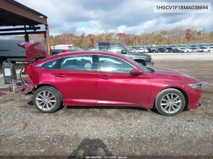 1HGCV1F18MA038694 2021 Honda Accord Lx