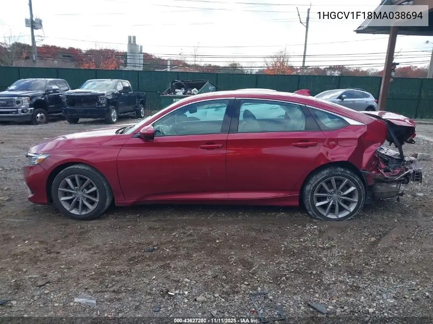 1HGCV1F18MA038694 2021 Honda Accord Lx