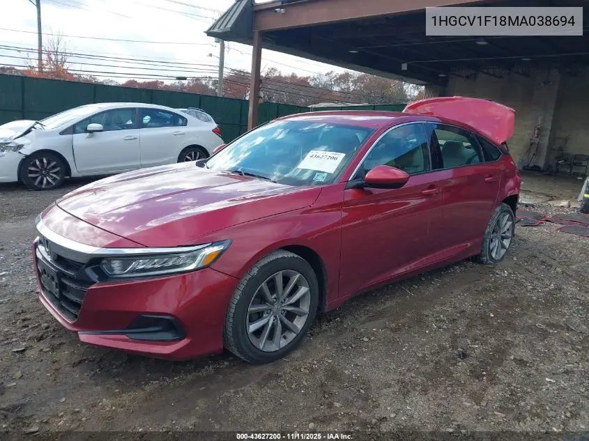 1HGCV1F18MA038694 2021 Honda Accord Lx