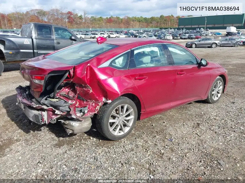 1HGCV1F18MA038694 2021 Honda Accord Lx