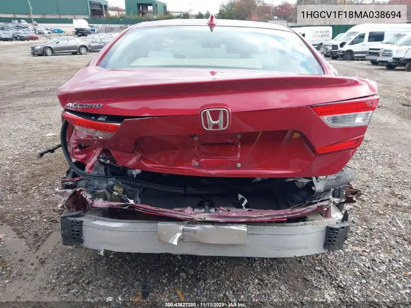 1HGCV1F18MA038694 2021 Honda Accord Lx