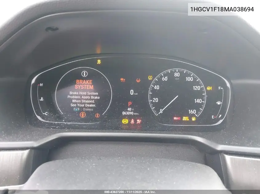 1HGCV1F18MA038694 2021 Honda Accord Lx