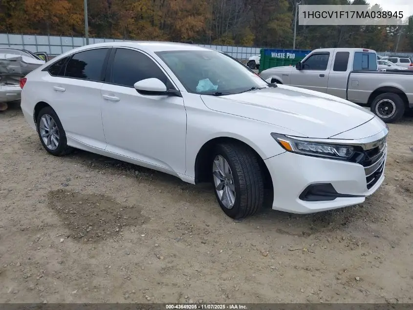 1HGCV1F17MA038945 2021 Honda Accord Lx