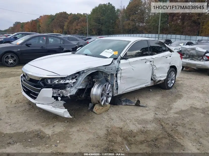 1HGCV1F17MA038945 2021 Honda Accord Lx