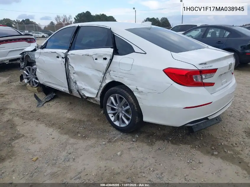 1HGCV1F17MA038945 2021 Honda Accord Lx