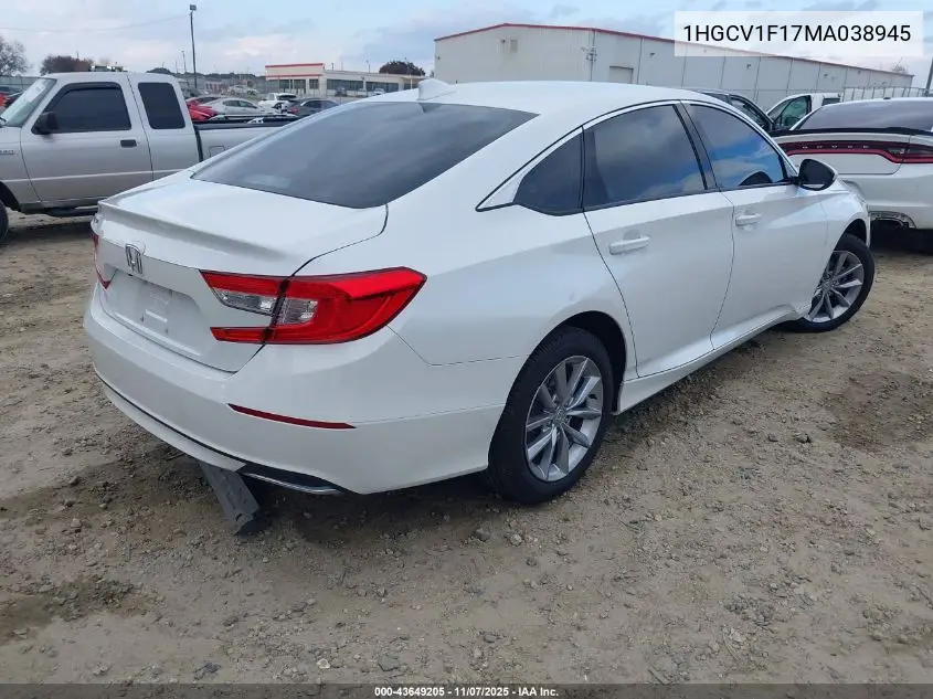 1HGCV1F17MA038945 2021 Honda Accord Lx