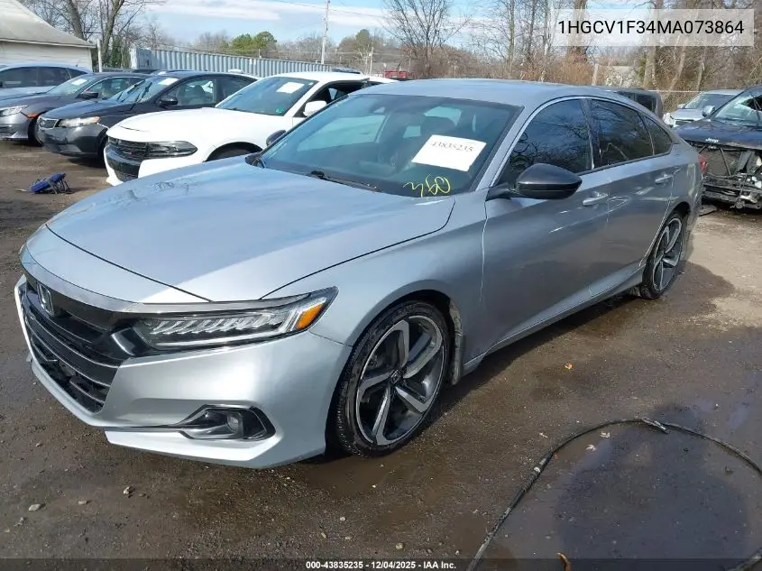 1HGCV1F34MA073864 2021 Honda Accord Sport