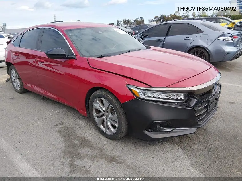 1HGCV1F36MA080492 2021 Honda Accord Sport