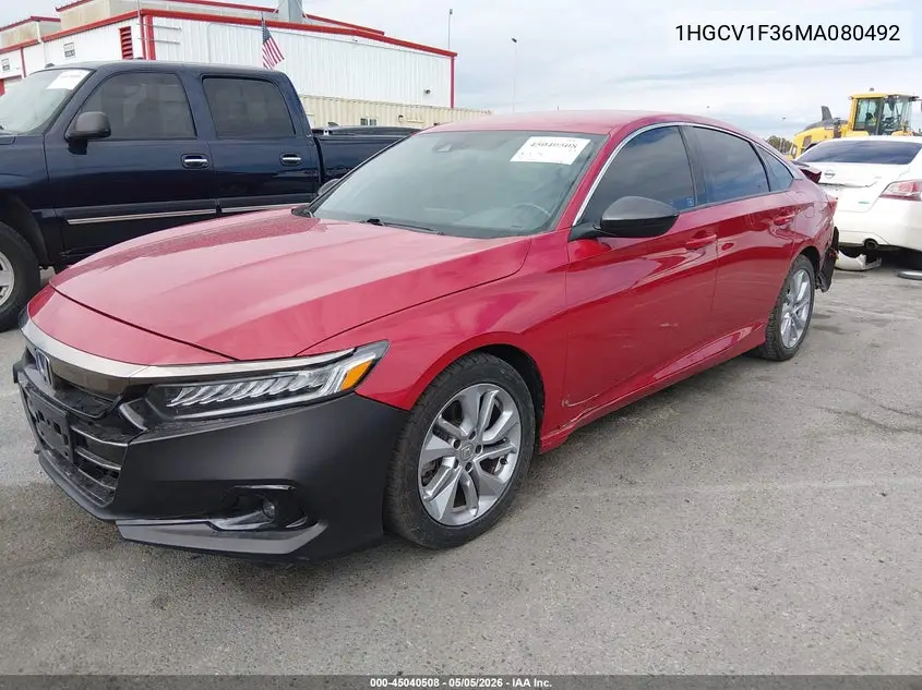 1HGCV1F36MA080492 2021 Honda Accord Sport