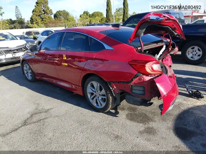 1HGCV1F36MA080492 2021 Honda Accord Sport