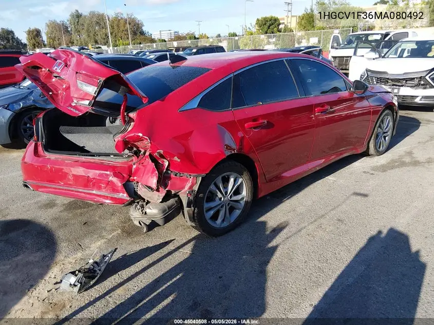 1HGCV1F36MA080492 2021 Honda Accord Sport