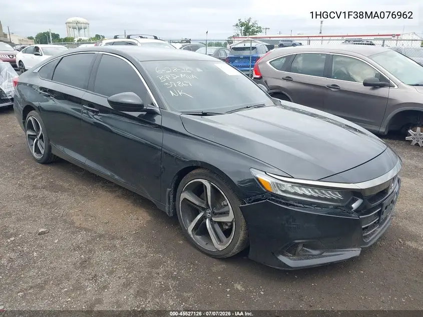 2021 Honda Accord Sport VIN: 1HGCV1F38MA076962 Lot: 45527126