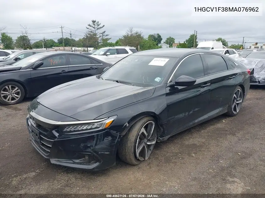 2021 Honda Accord Sport VIN: 1HGCV1F38MA076962 Lot: 45527126