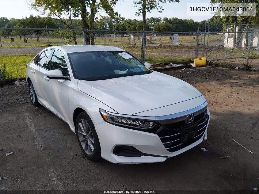 2021 Honda Accord Lx VIN: 1HGCV1F10MA043064 Lot: 45626421