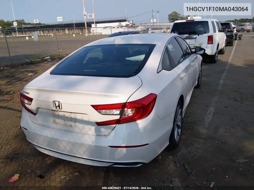 2021 Honda Accord Lx VIN: 1HGCV1F10MA043064 Lot: 45626421
