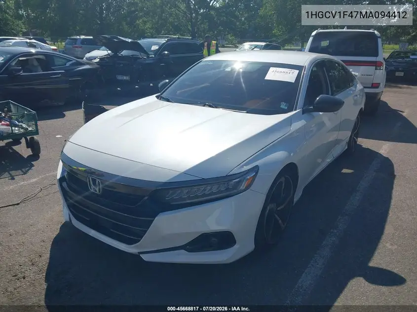 2021 Honda Accord Sport Special Edition VIN: 1HGCV1F47MA094412 Lot: 45668817