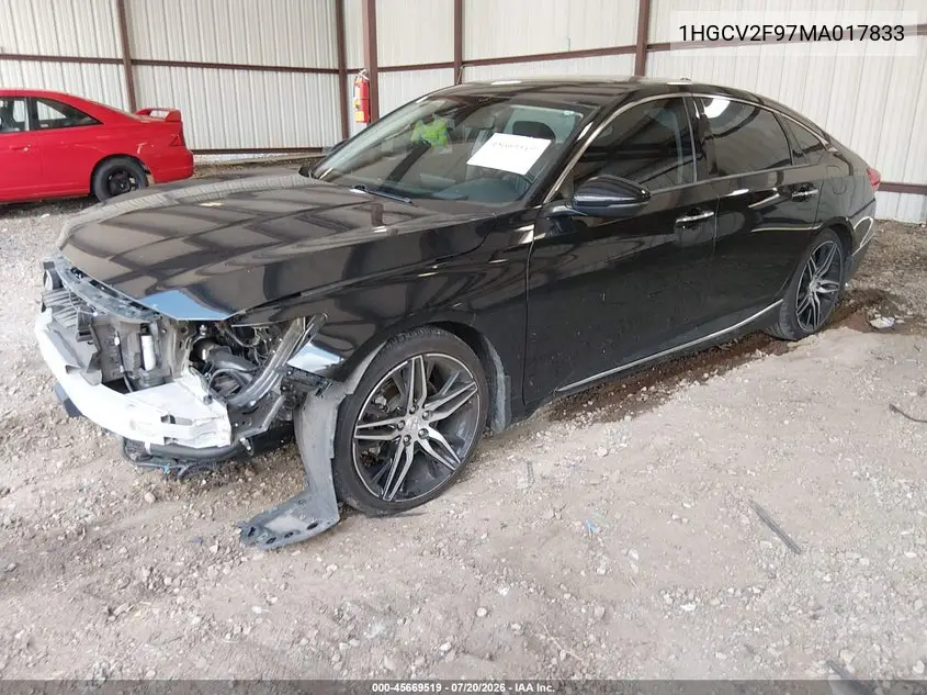 2021 Honda Accord Touring VIN: 1HGCV2F97MA017833 Lot: 45669519