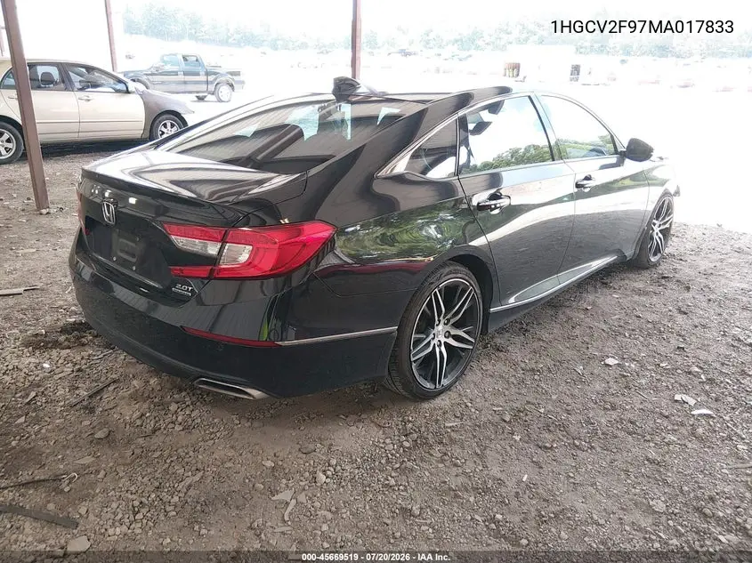 2021 Honda Accord Touring VIN: 1HGCV2F97MA017833 Lot: 45669519