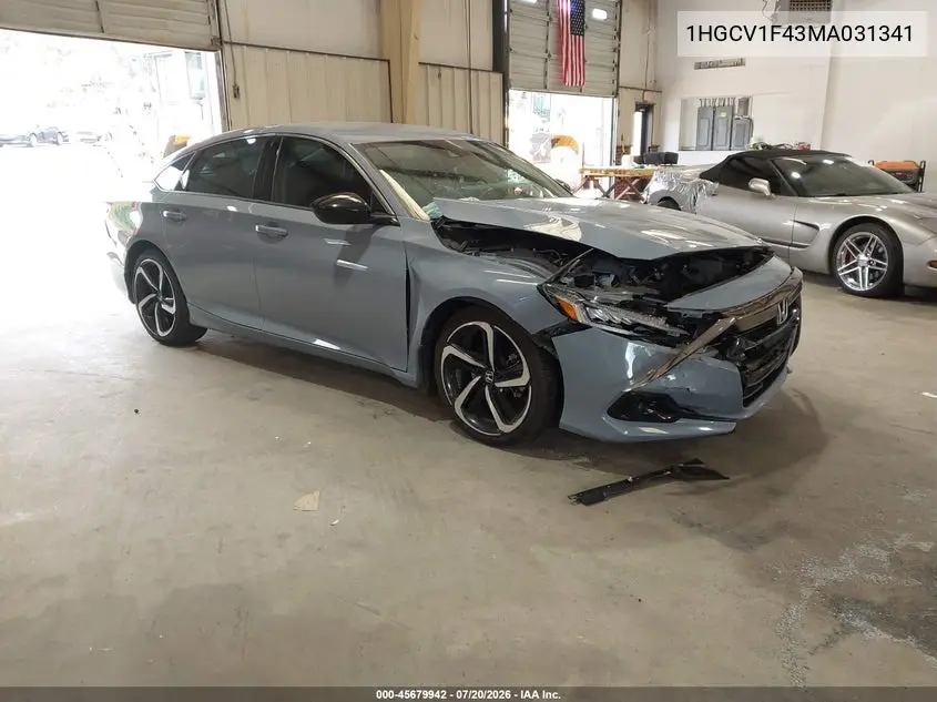 2021 Honda Accord Sport Special Edition VIN: 1HGCV1F43MA031341 Lot: 45679942