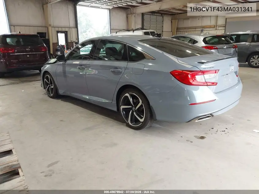 2021 Honda Accord Sport Special Edition VIN: 1HGCV1F43MA031341 Lot: 45679942