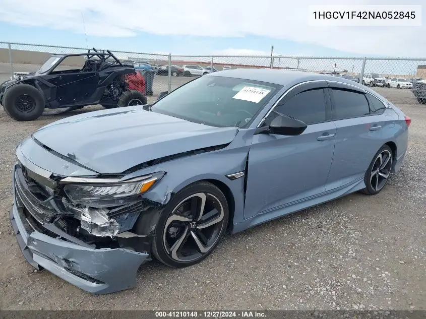 1HGCV1F42NA052845 2022 Honda Accord Sport Se