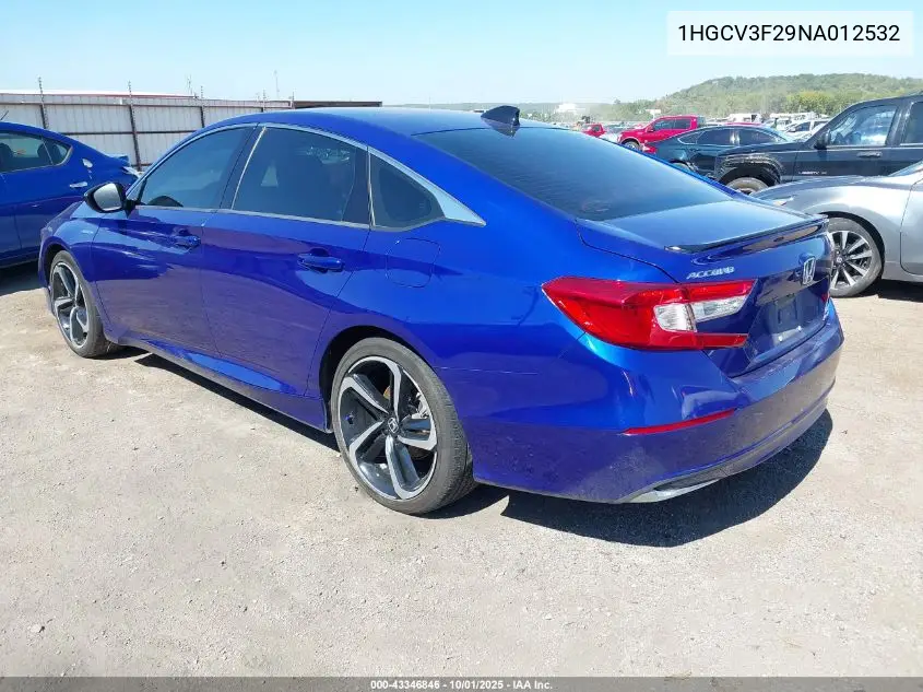 1HGCV3F29NA012532 2022 Honda Accord Hybrid Sport