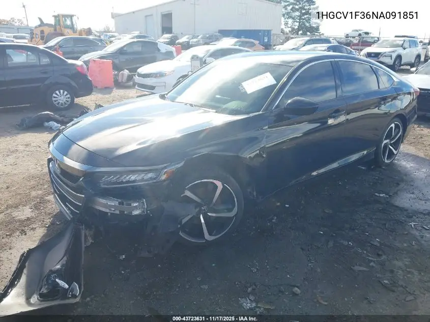 1HGCV1F36NA091851 2022 Honda Accord Sport