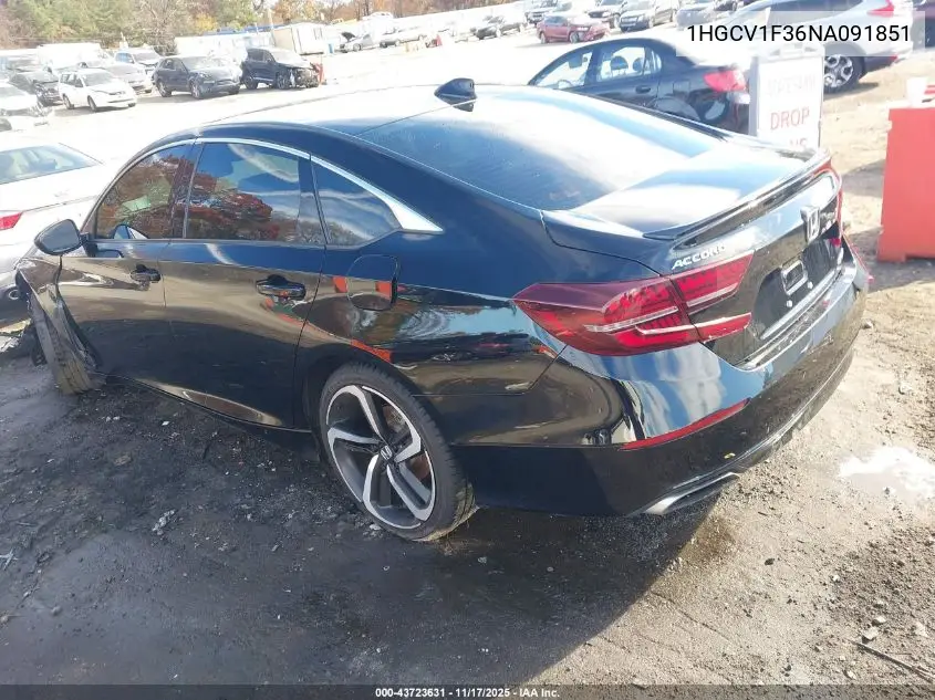 1HGCV1F36NA091851 2022 Honda Accord Sport