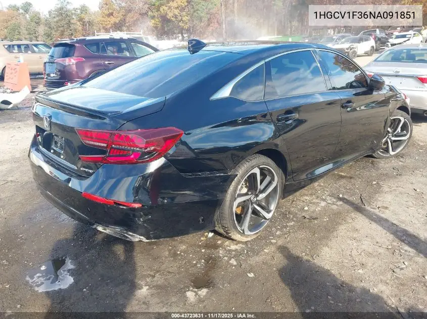 1HGCV1F36NA091851 2022 Honda Accord Sport
