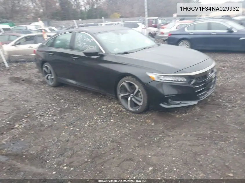 1HGCV1F34NA029932 2022 Honda Accord Sport